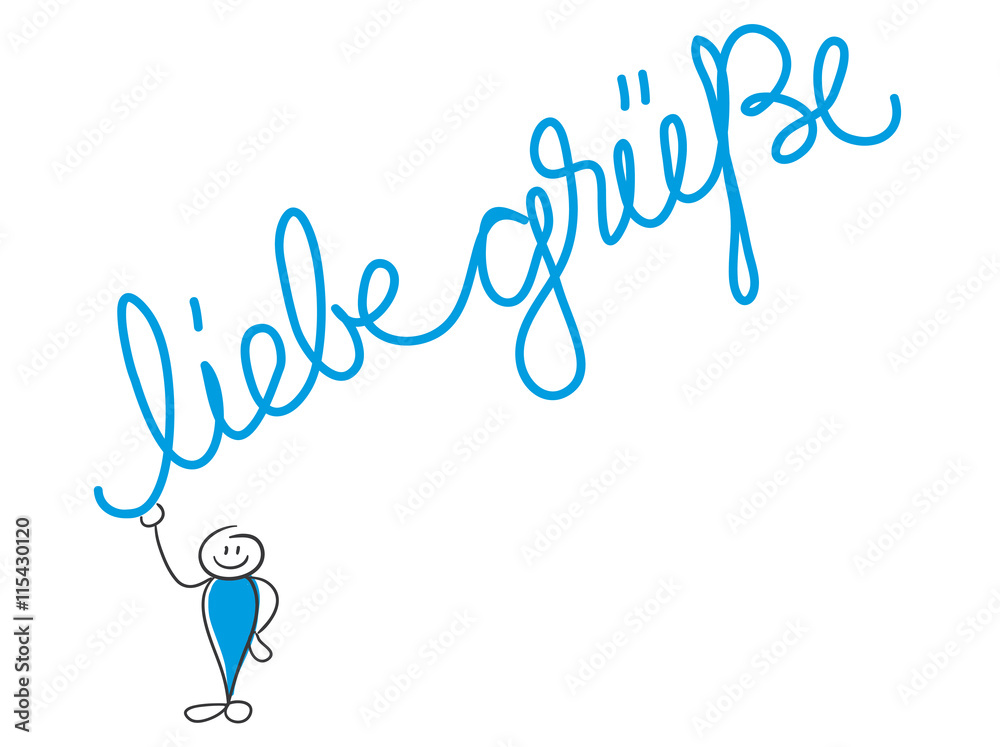 Fototapeta premium Stick Figure Series Blue / Liebe Grüße