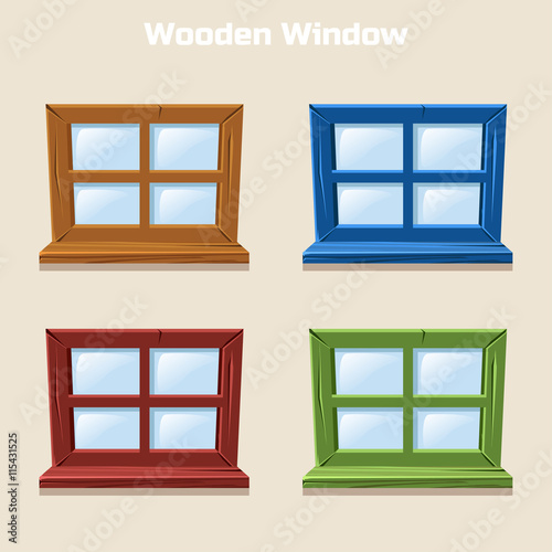 Cartoon Wooden Colorful Window