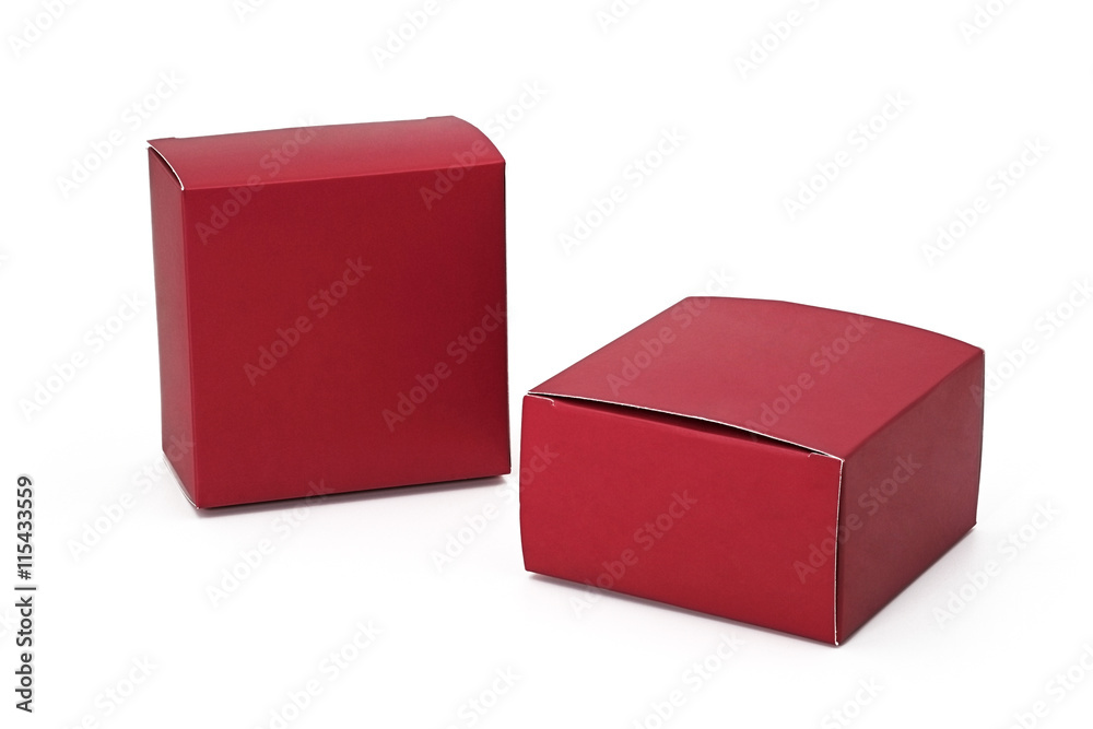 Fototapeta premium red box, paper box isolated on white background