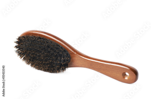 Wooden hair brush isolated