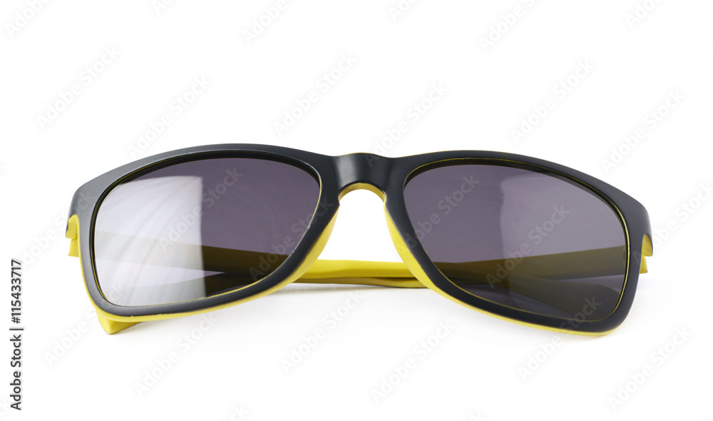 Pair of plastic sunglasses isolated