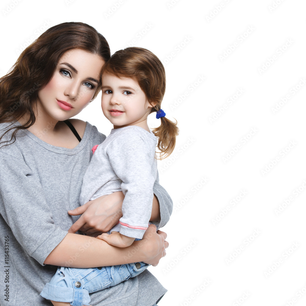 Beautiful young mother with little daughter Beautiful young mother with little daughter