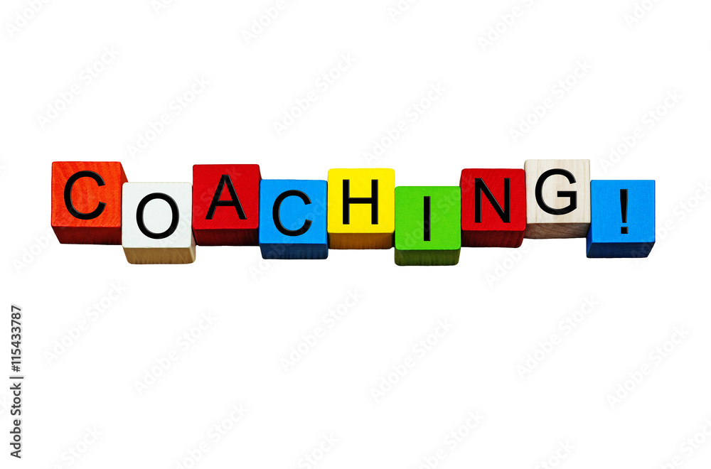 Coaching - business sign for life coaching, mentoring. Isolated on white. Coaching - business sign for life coaching, mentoring. Isolated on white.