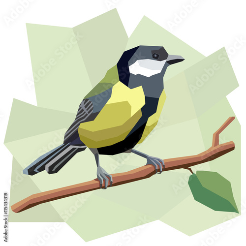 Vector simple illustration of great tit bird.