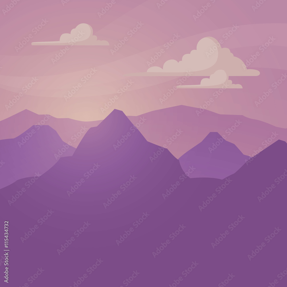 Vector Illustration of a Landscape with Huge Mountains