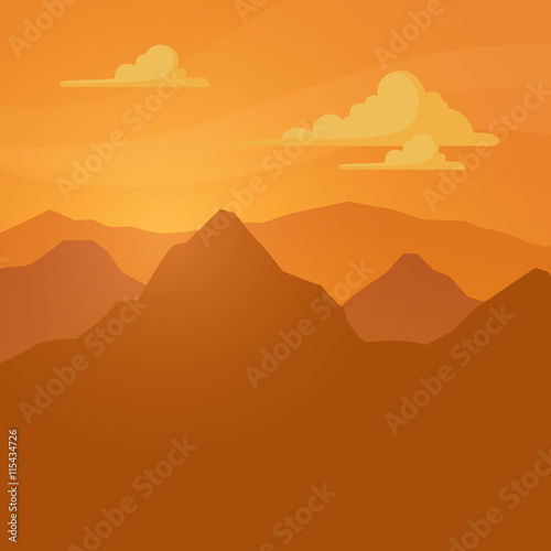 Vector Illustration of a Landscape with Huge Mountains