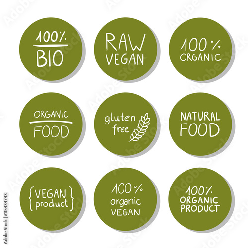Vector Illustration of Healthy Organic Vegan Food Design Elements
