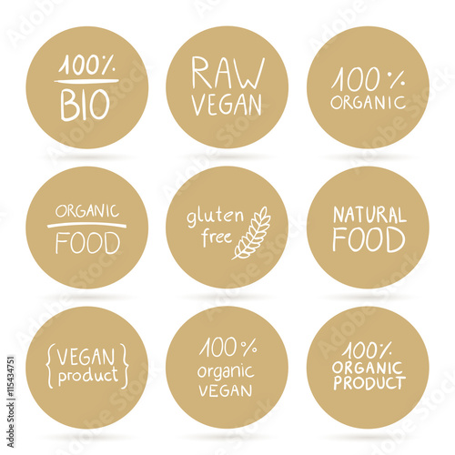 Vector Illustration of Healthy Organic Vegan Food Design Elements