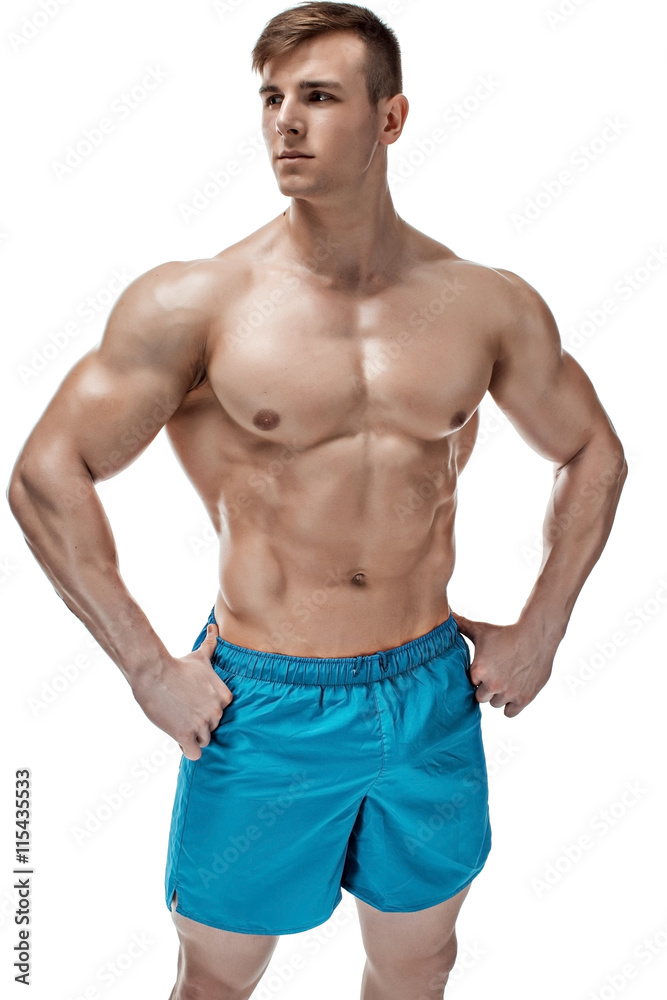 Image of muscle man posing in studio Image of muscle man posing in studio