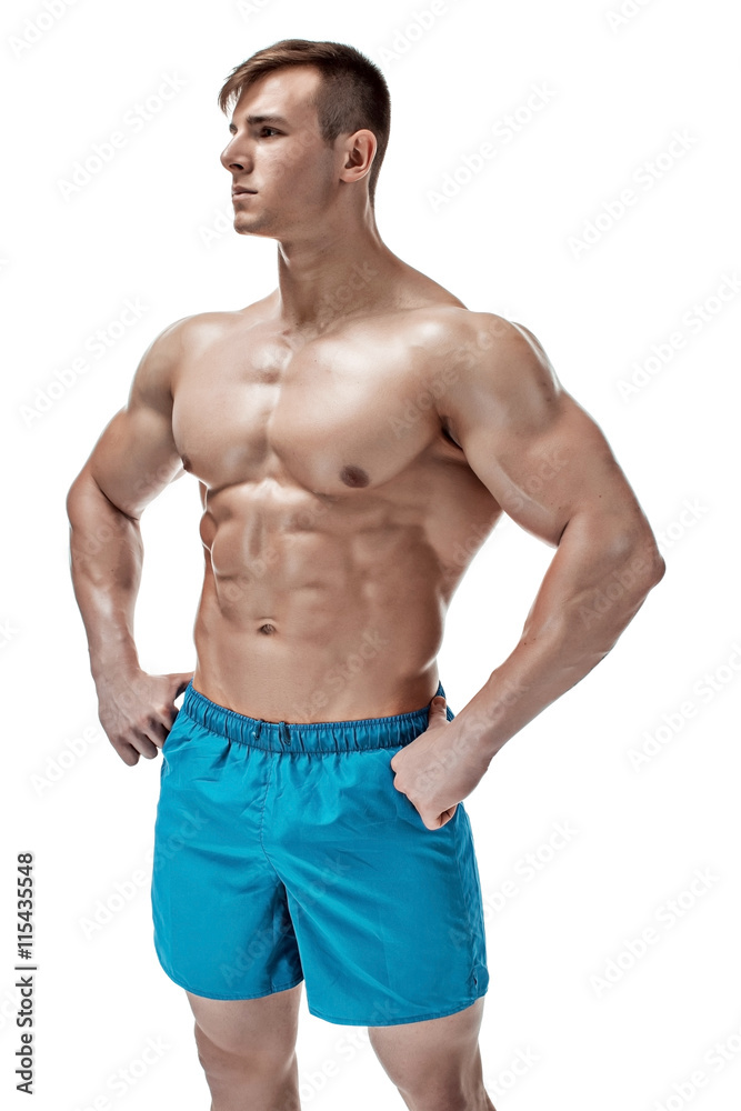 Image of muscle man posing in studio Image of muscle man posing in studio