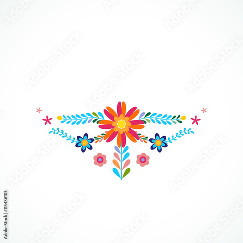 Mexico flowers ornament. Vector illustration.