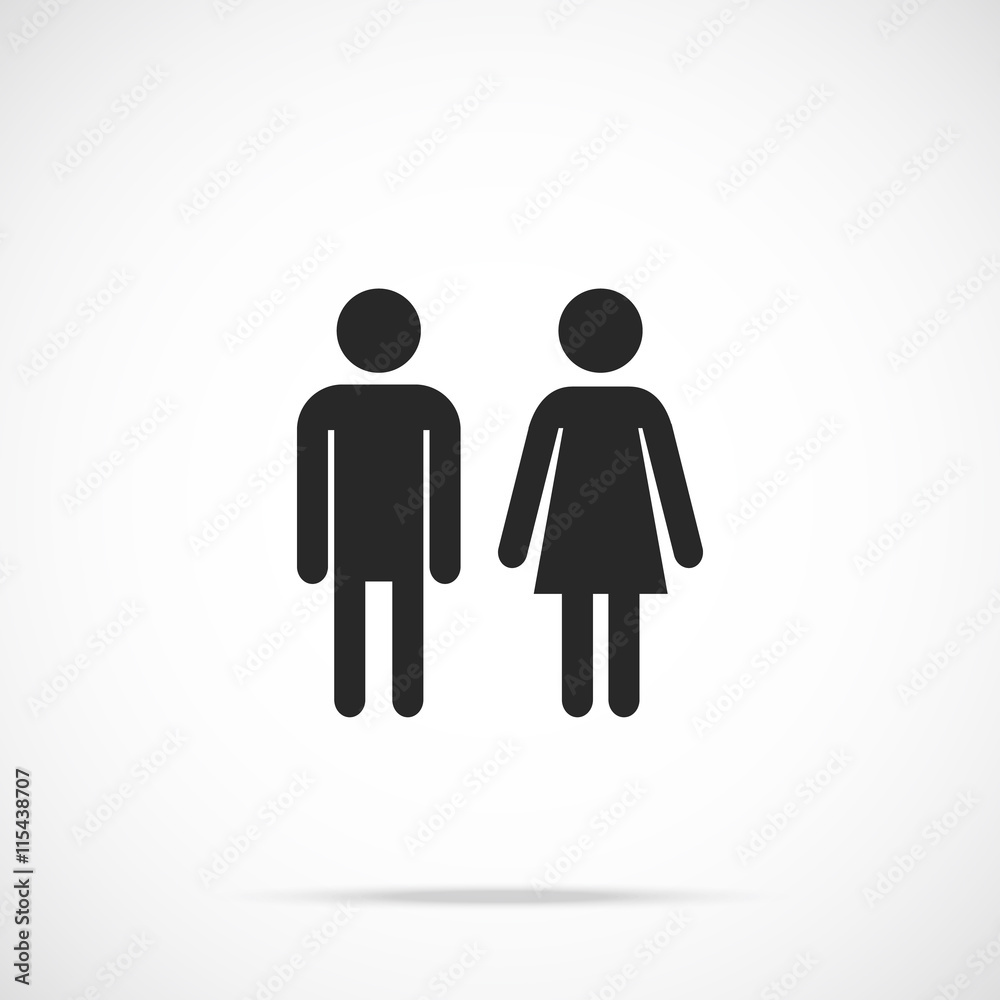 Vector man and woman icon. Black icon Vector man and woman icon. Black icon
