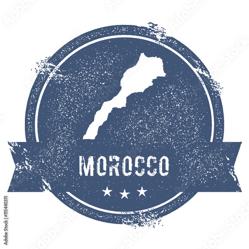 Morocco travel rubber stamp with the name and map of Morocco, vector illustration. Can be used as insignia, logotype, label, sticker or badge of the country.