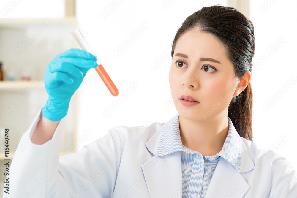 Asian female scientist discovering new medical by research Asian female scientist discovering new medical by research