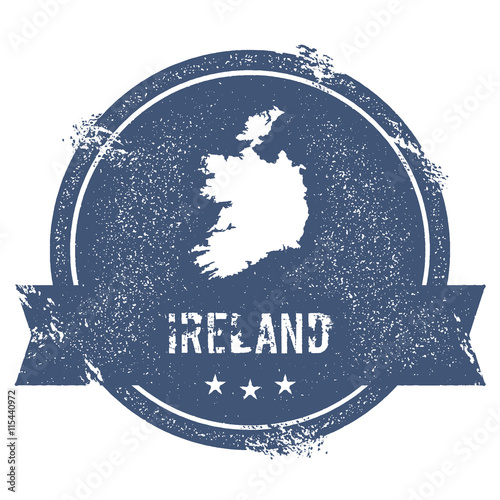 Ireland mark. Travel rubber stamp with the name and map of Ireland, vector illustration. Can be used as insignia, logotype, label, sticker or badge of the country.
