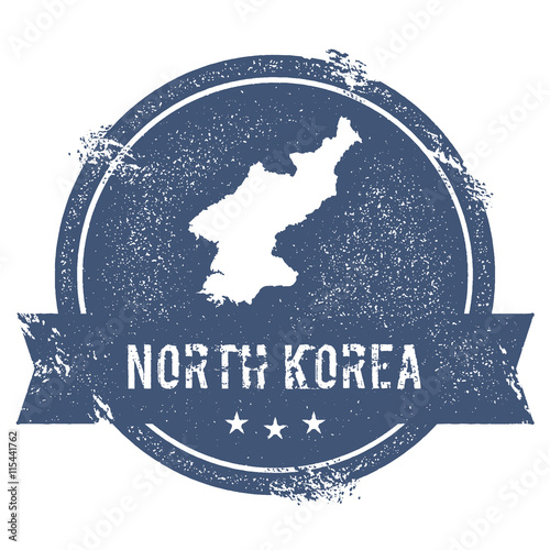 Travel rubber stamp with the name and map of North Korea, Democratic People's Republic of, vector illustration.