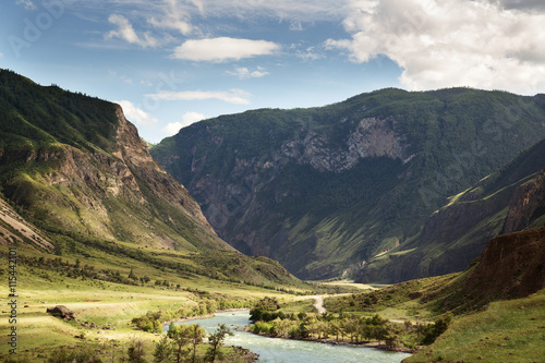 Beautiful Landscape. Mountains And Green Valley