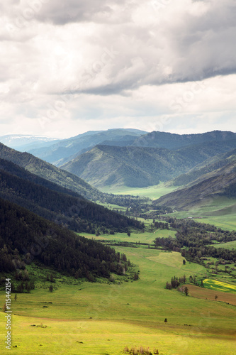 Beautiful Landscape. Mountains And Green Valley