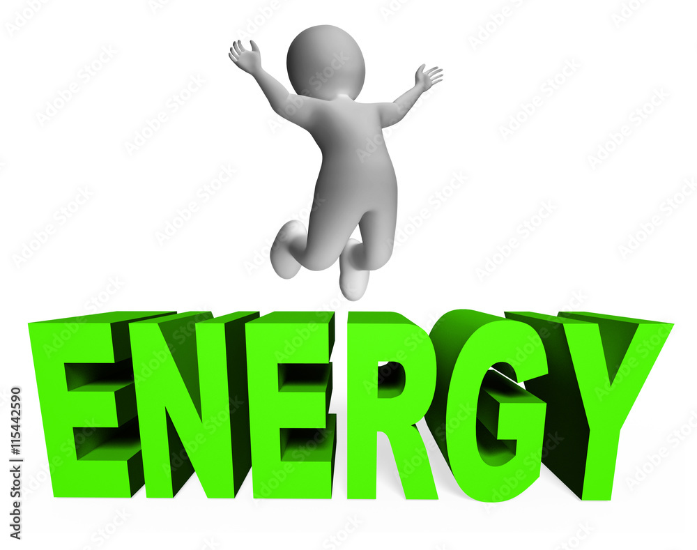 Energy Character Shows Jump Jumps And Power 3d Rendering