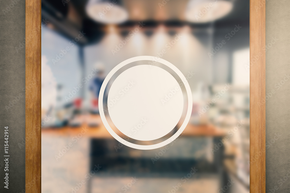 blank sign on glass door with coffee shop background blank sign on glass door with coffee shop background