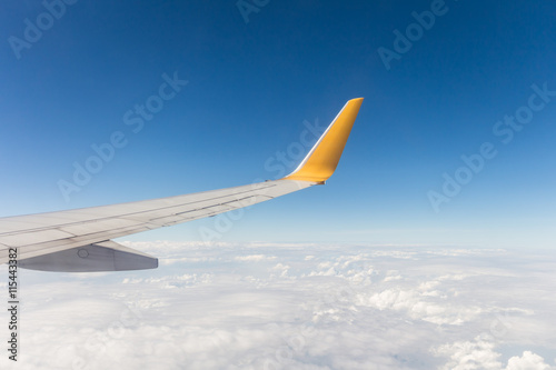 View from a window seat in cabin of the aircraft.
