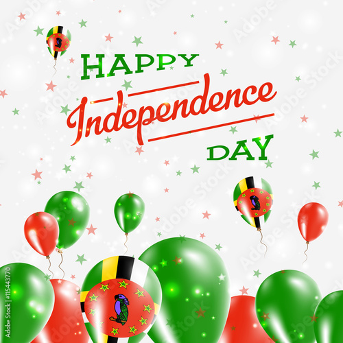 Dominica Independence Day Patriotic Design. Balloons in National Colors of the Country. Happy Independence Day Vector Greeting Card.