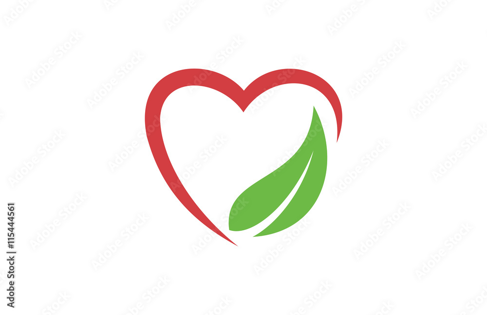heart leaf vector logo heart leaf vector logo