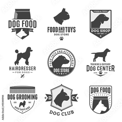 Set of vector dog logo and design elements