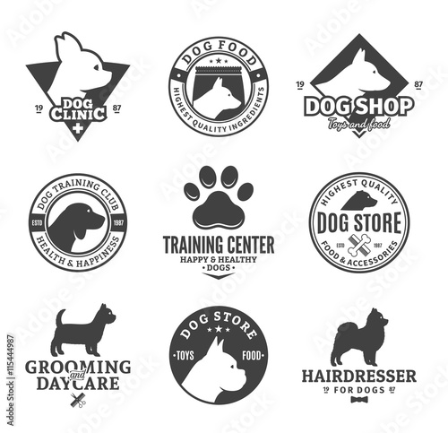 Set of vector dog logo and design elements
