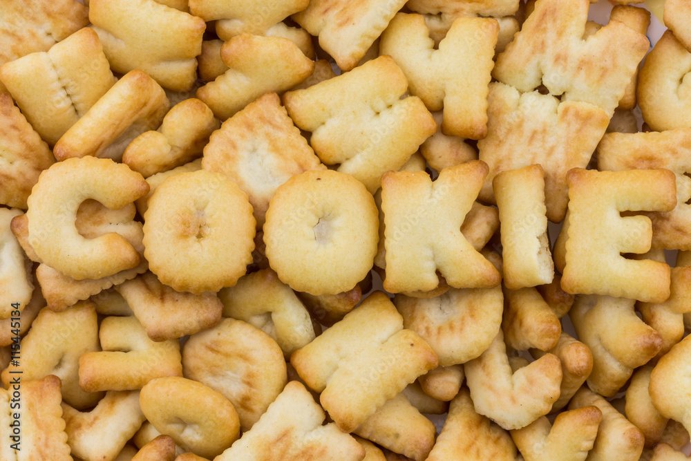 Cookie alphabet on the cookies. Cookie alphabet on the cookies.