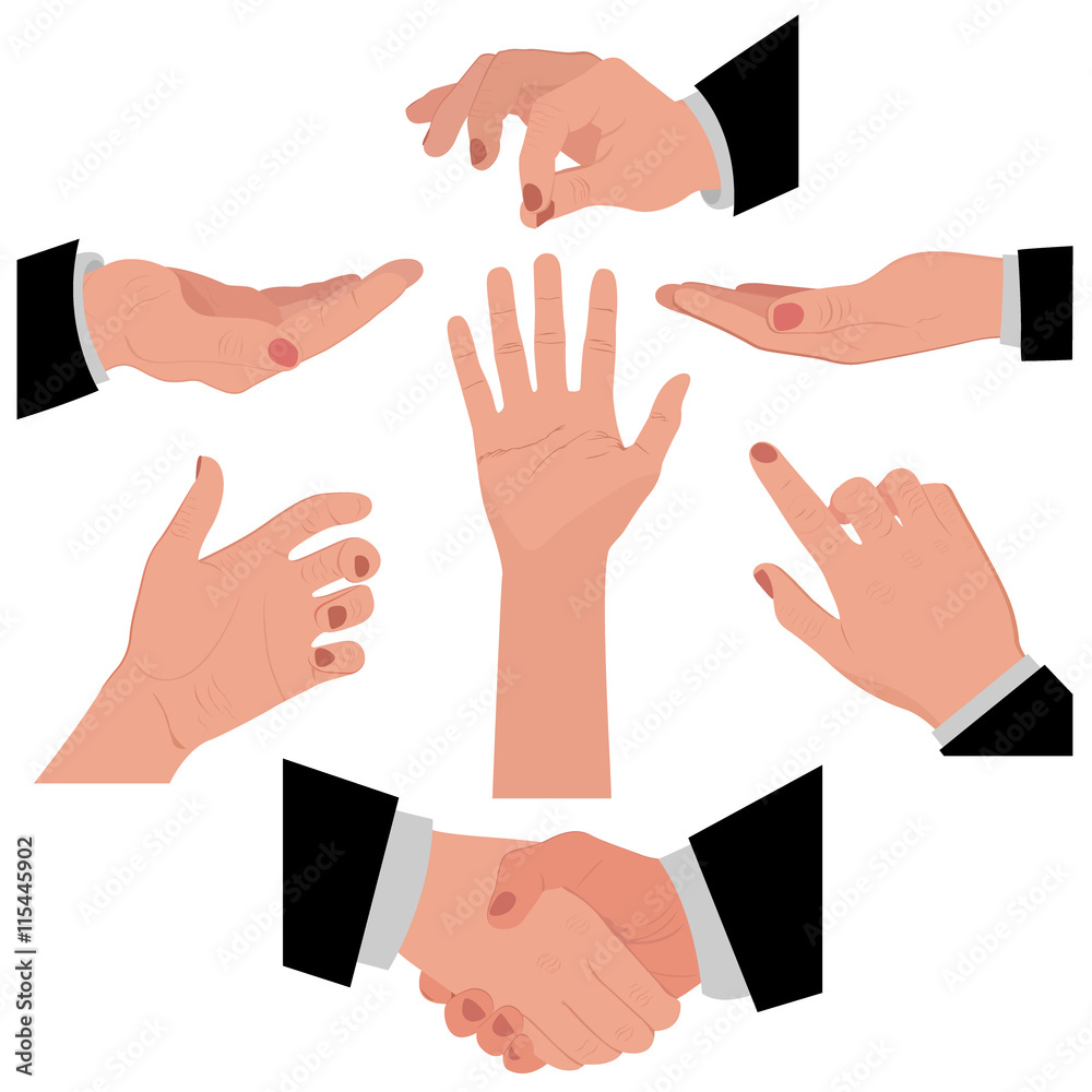 set of hands for different concepts, graphic design, vector illustration set of hands for different concepts, graphic design, vector illustration