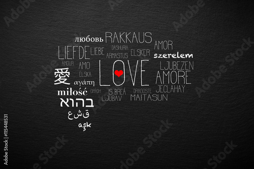 Love Word Cloud in Many Different Languages