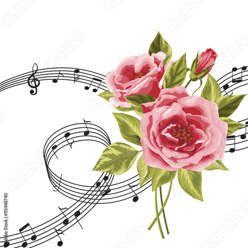 Red roses with music notes.