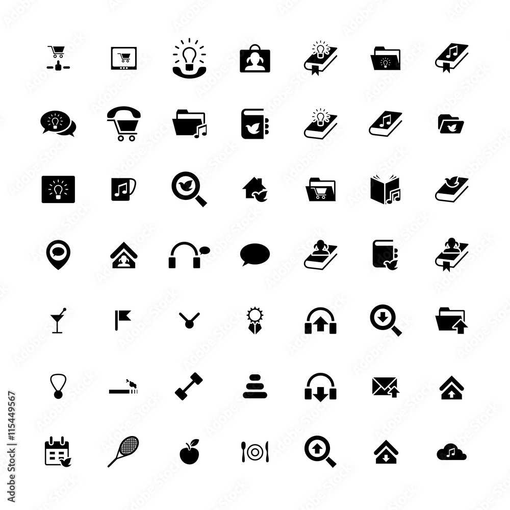 Fototapeta premium Set of 49 Universal Icons. Business, internet, web design.