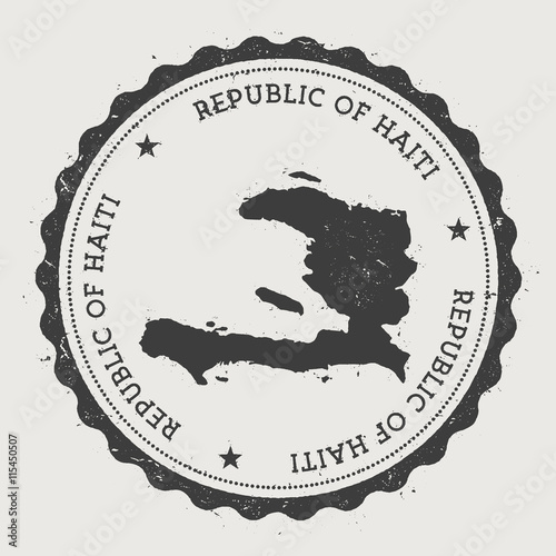 Haiti hipster round rubber stamp with country map. Vintage passport stamp with circular text and stars, vector illustration.
