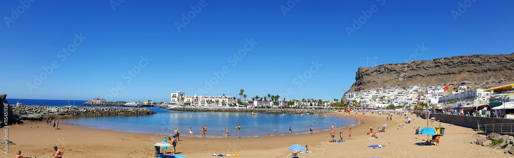 Public beach of Puerto de Mogan, Gran Canaria.