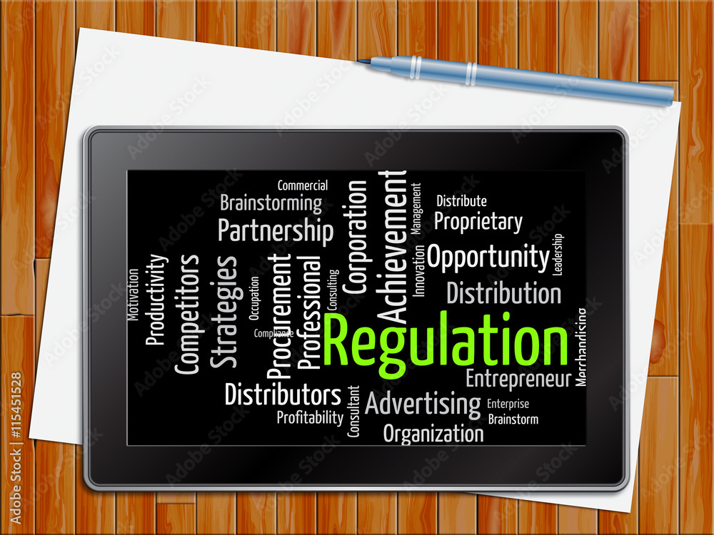 Fotografie Regulation Word Indicates Guidelines Rule And Regulate Tablet
