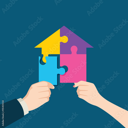 Puzzle which forming a house