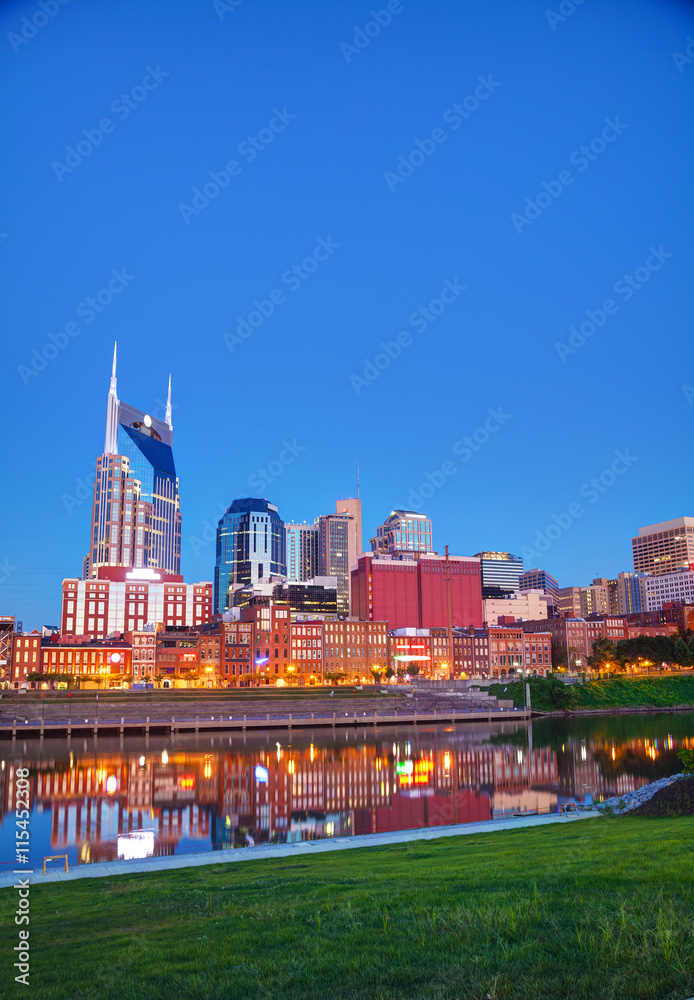 Downtown Nashville cityscape in the morning