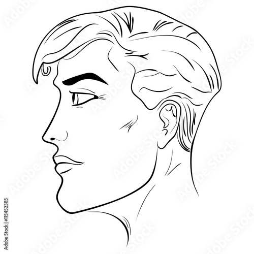 Outline side profile of a human male head
