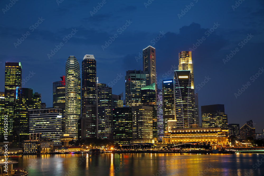 Singapore financial district at the night