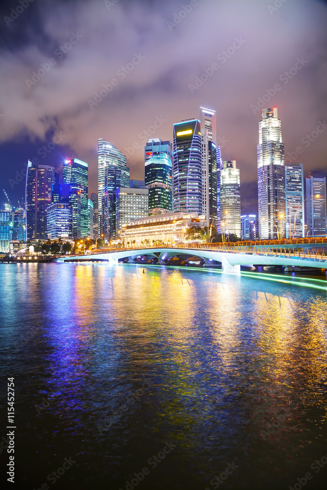 Singapore financial district at the night