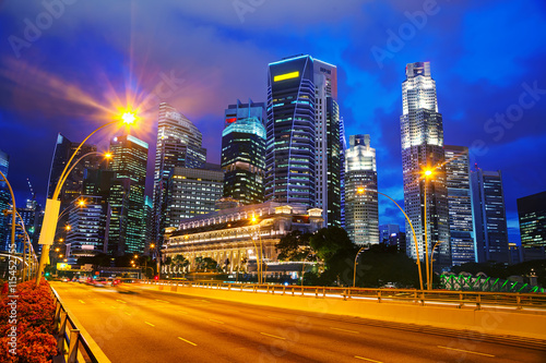 Singapore financial district at the night