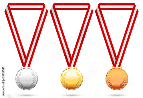 Gold, silver and bronze medals. vector