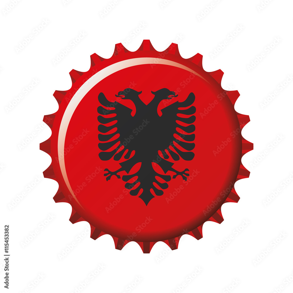 National flag of Albania on a bottle cap. Vector Illustration National flag of Albania on a bottle cap. Vector Illustration