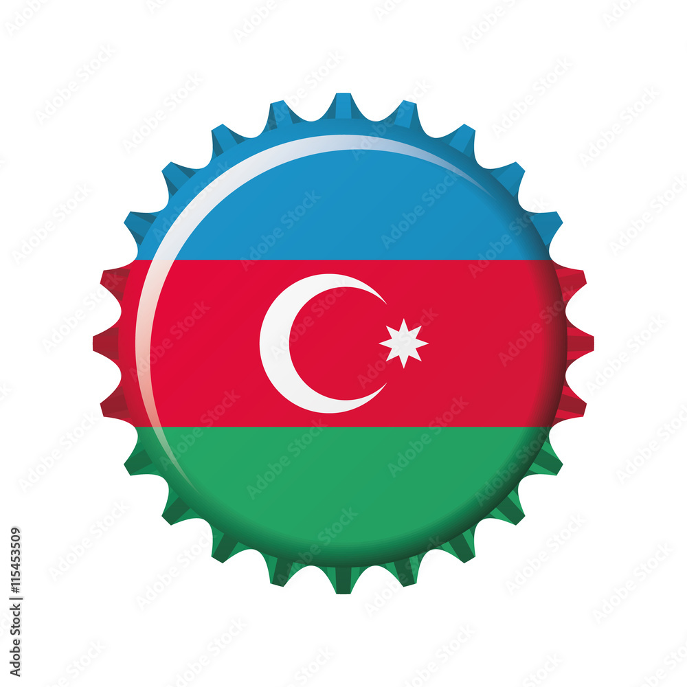 National flag of Azerbaijan on a bottle cap. Vector Illustration National flag of Azerbaijan on a bottle cap. Vector Illustration