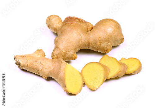 ginger root on white background