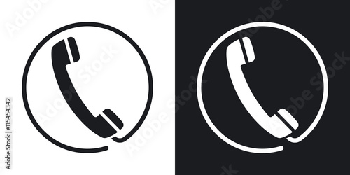 Vector telephone receiver icon.  Two-tone version on black and white background
