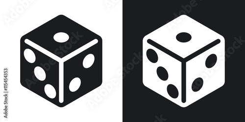 Vector dice icon. Two-tone version on black and white background