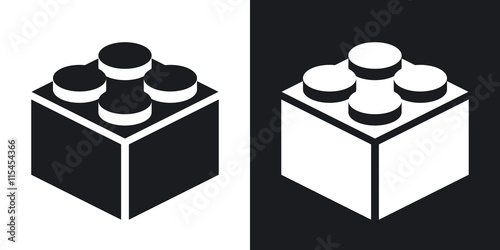 Vector building block icon.  Two-tone version on black and white background photo